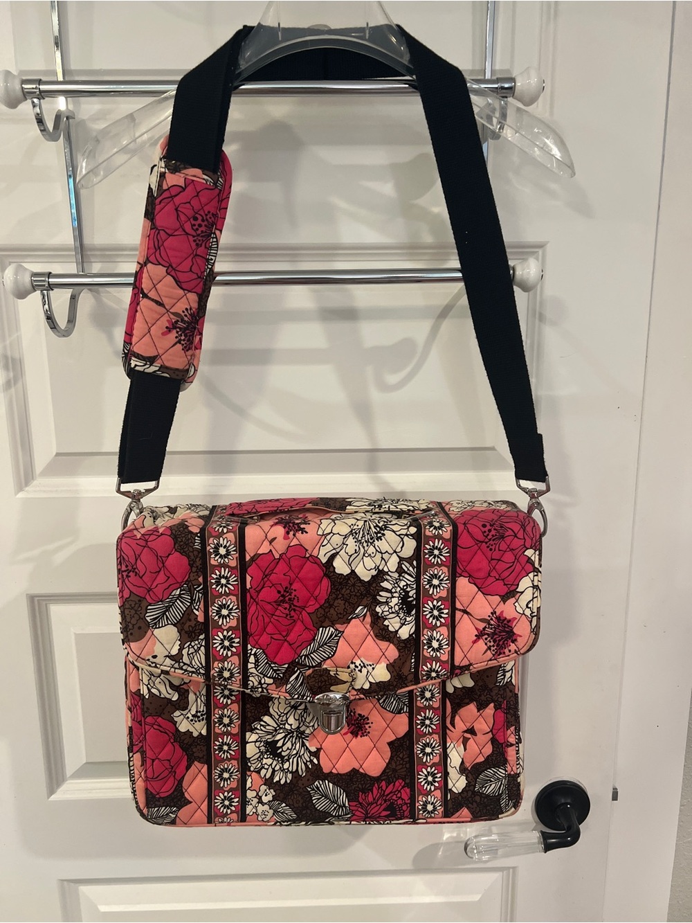 Vera Bradley Mocha Rouge Attache Briefcase Laptop Bag Crossbody Strap